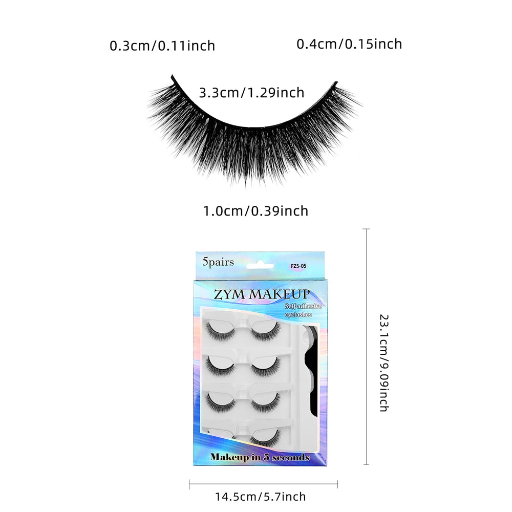 Reusable Self-adhesive False Eyelashes with Tweezer Waterproof