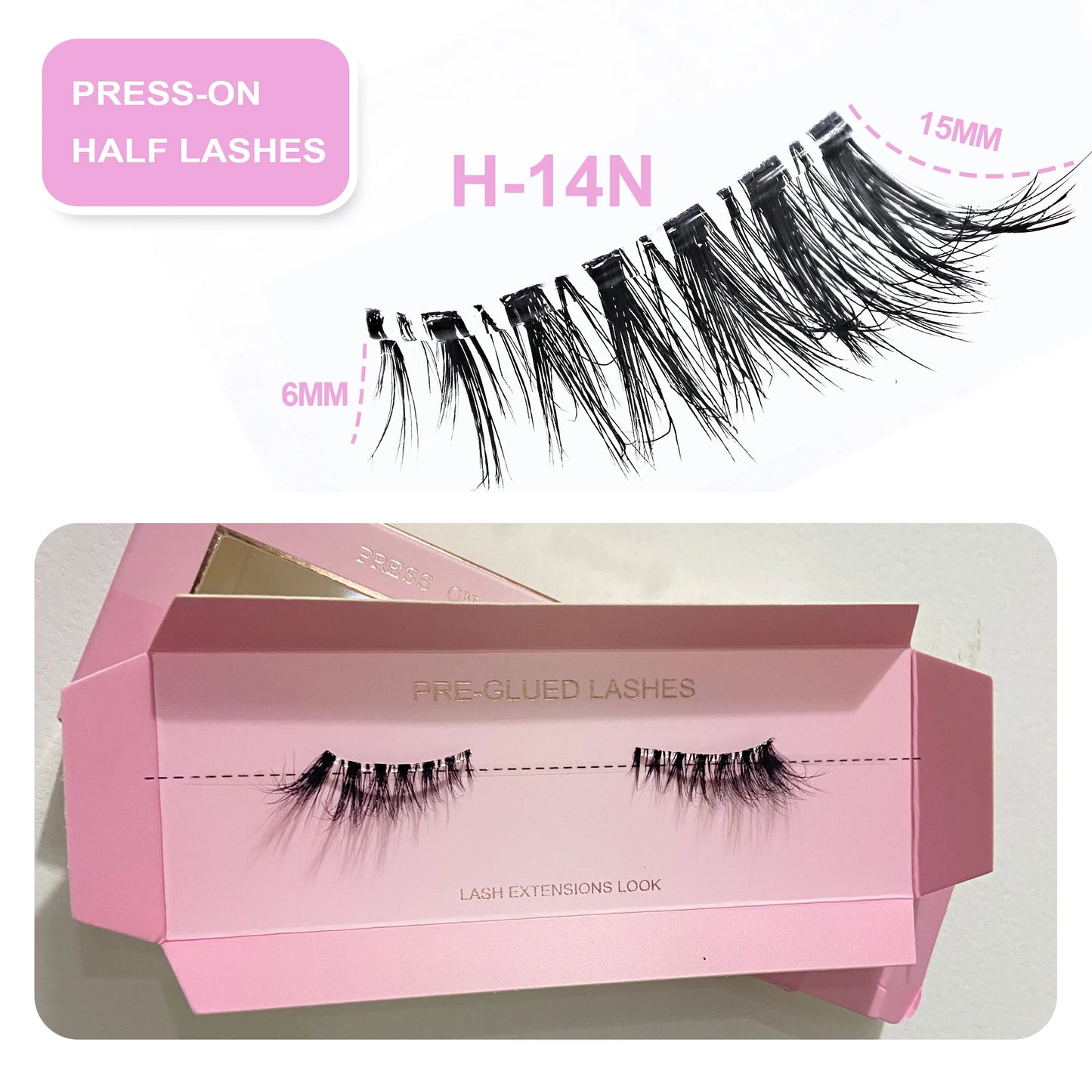 Self Adhesive Eyelashes Wide Glue Strip Press On Half Lashes