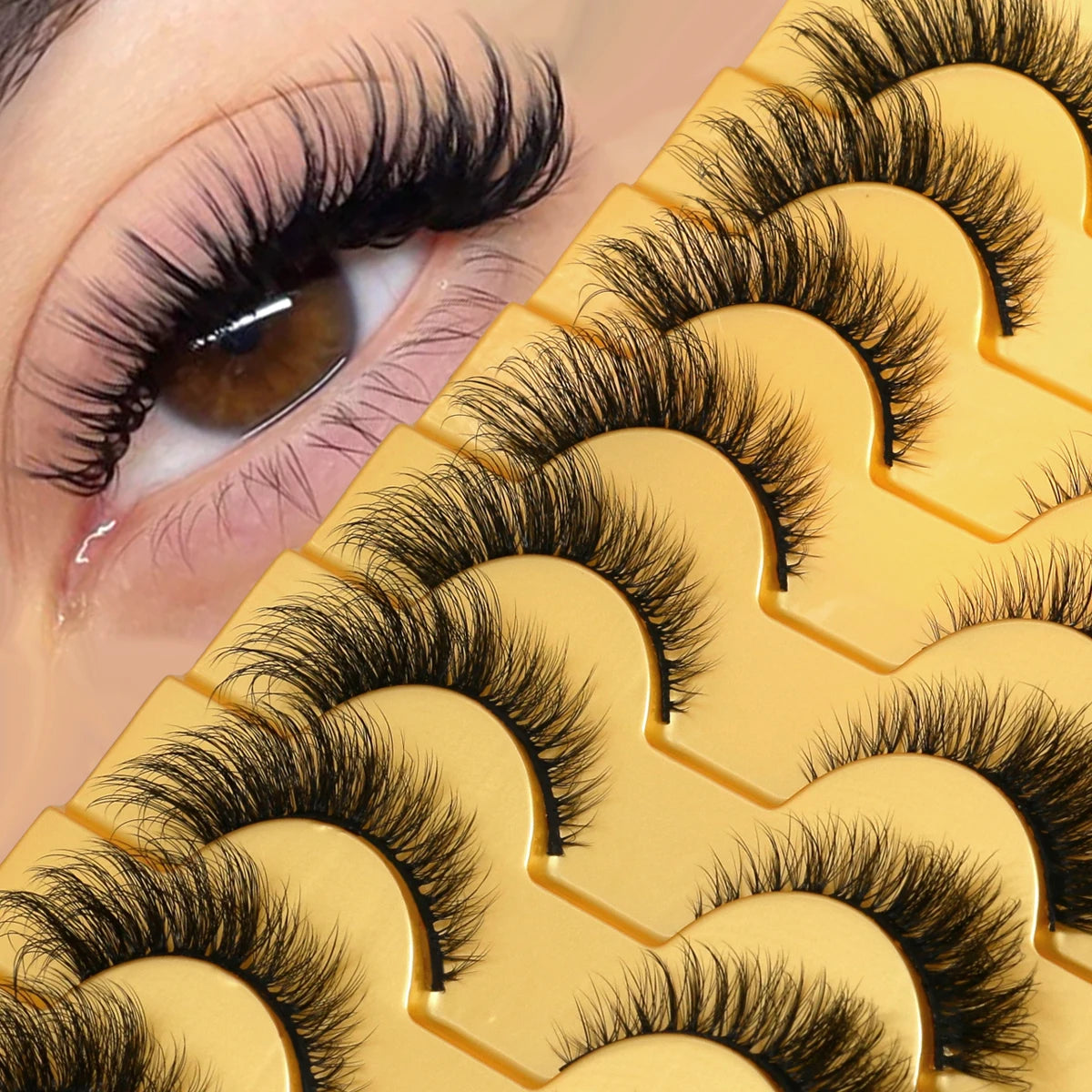 Lasvirey Cat Eye Lashes Fluffy Thick Mink Lashes Soft