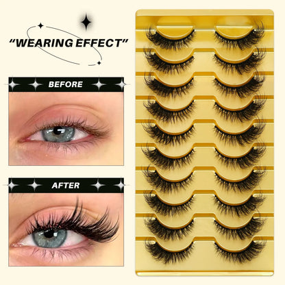 Lasvirey Cat Eye Lashes Fluffy Thick Mink Lashes Soft