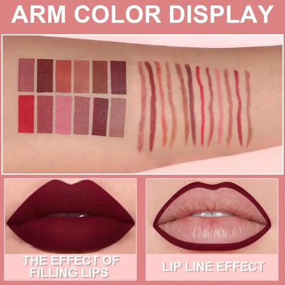 Matte Lip Liner Set Nude Brown Rose Red Waterproof