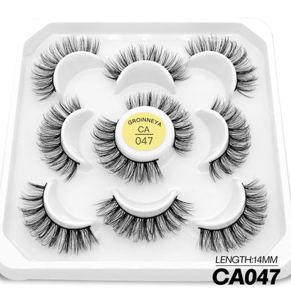 GROINNEYA 10 pairs Cat Eye Lashes Fluffy Faux Mink Lashes
