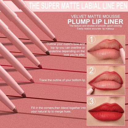 Matte Lip Liner Set Nude Brown Rose Red Waterproof