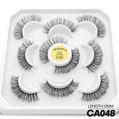 GROINNEYA 10 pairs Cat Eye Lashes Fluffy Faux Mink Lashes