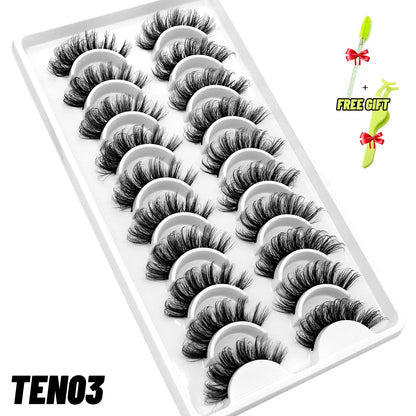 GROINNEYA 10 pairs Cat Eye Lashes Fluffy Faux Mink Lashes