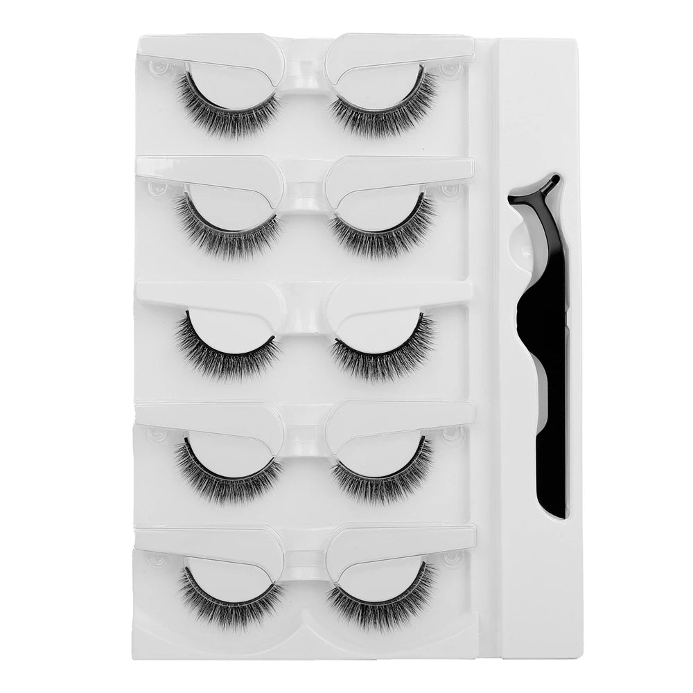 Reusable Self-adhesive False Eyelashes with Tweezer Waterproof