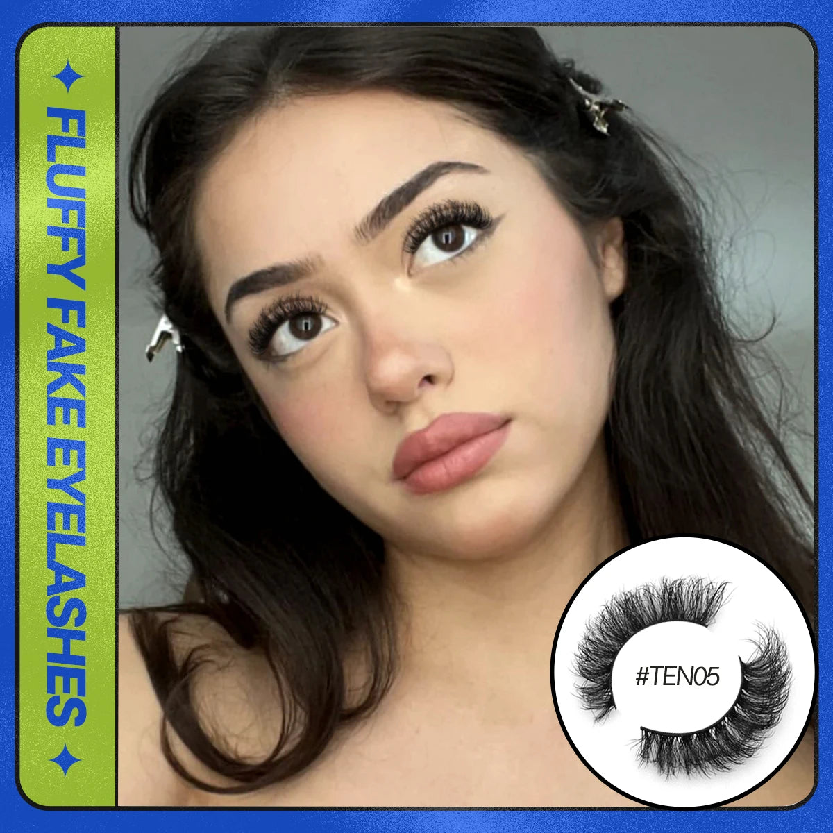 GROINNEYA 10 pairs Cat Eye Lashes Fluffy Faux Mink Lashes