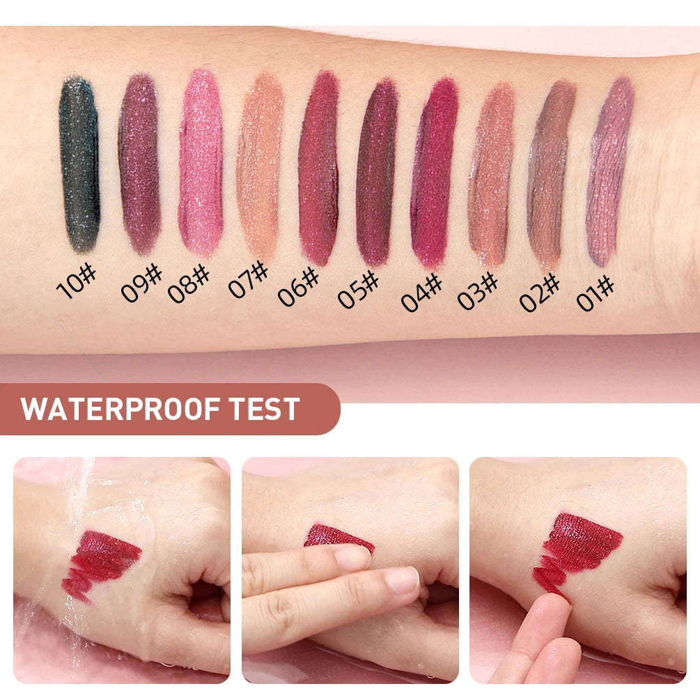 QIBEST Shimmer Lip Gloss Diamond Glitter Lip Tint Waterproof