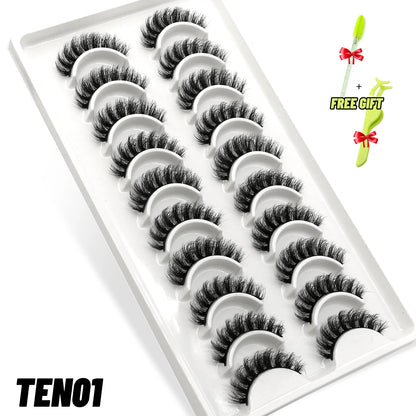GROINNEYA 10 pairs Cat Eye Lashes Fluffy Faux Mink Lashes