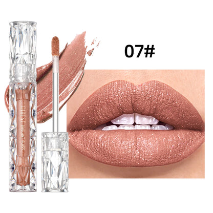 QIBEST Shimmer Lip Gloss Diamond Glitter Lip Tint Waterproof