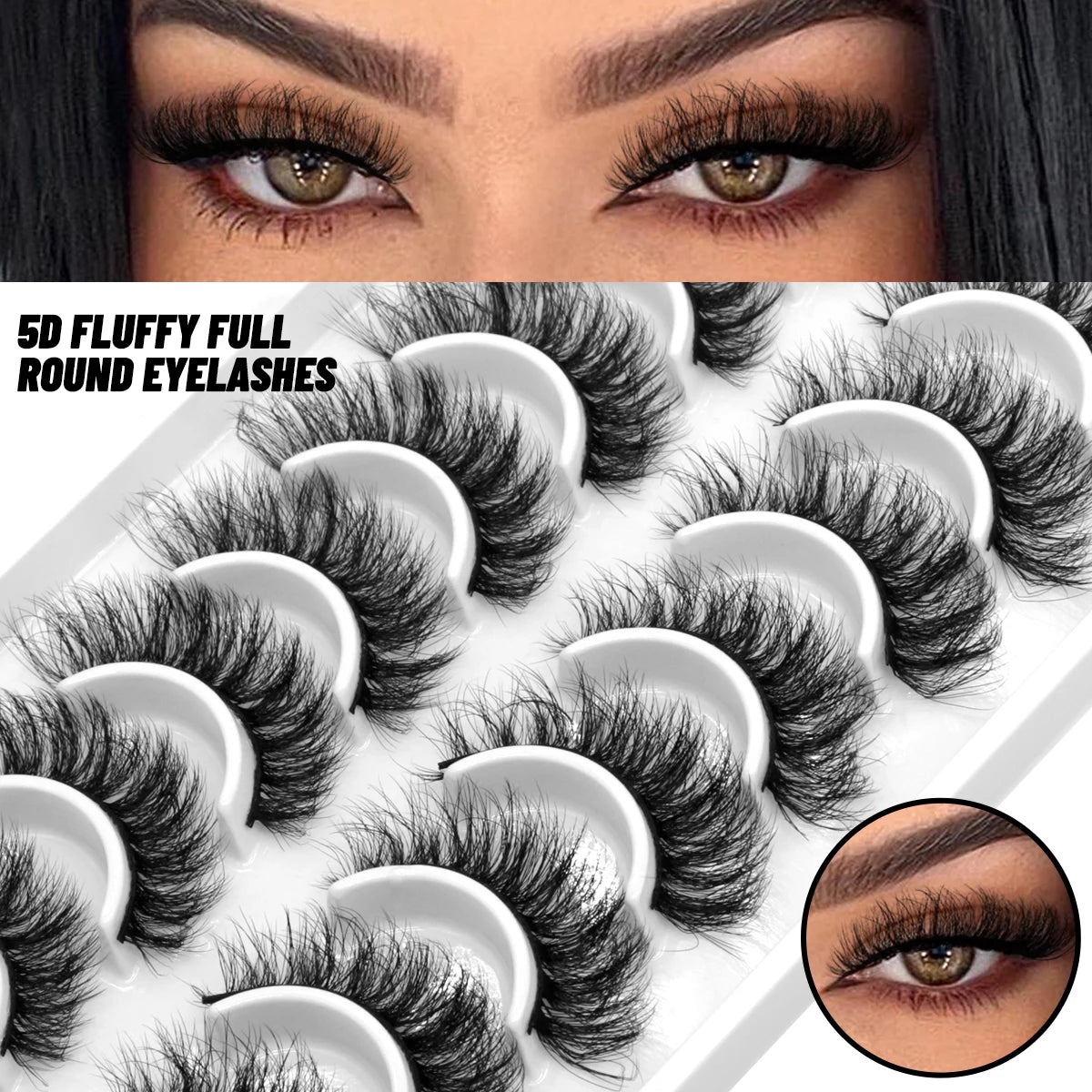 GROINNEYA 10 pairs Cat Eye Lashes Fluffy Faux Mink Lashes