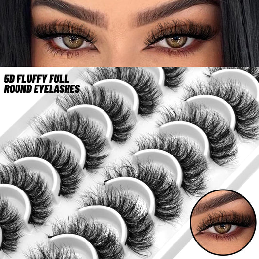GROINNEYA 10 pairs Cat Eye Lashes Fluffy Faux Mink Lashes