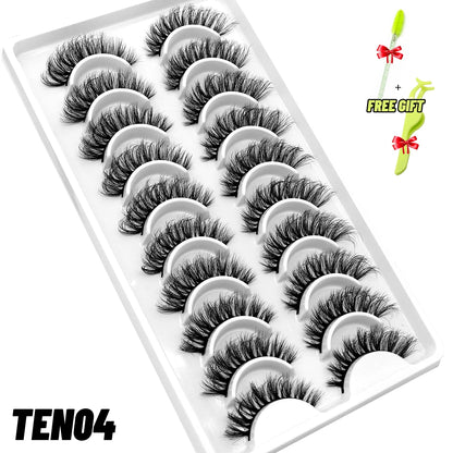 GROINNEYA 10 pairs Cat Eye Lashes Fluffy Faux Mink Lashes