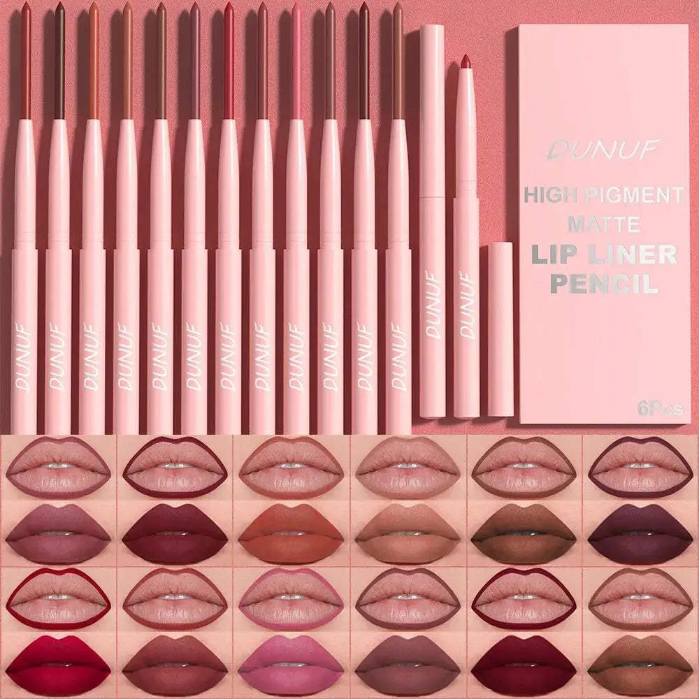 Matte Lip Liner Set Nude Brown Rose Red Waterproof