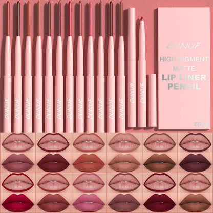 Matte Lip Liner Set Nude Brown Rose Red Waterproof