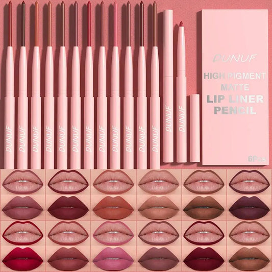 Matte Lip Liner Set Nude Brown Rose Red Waterproof