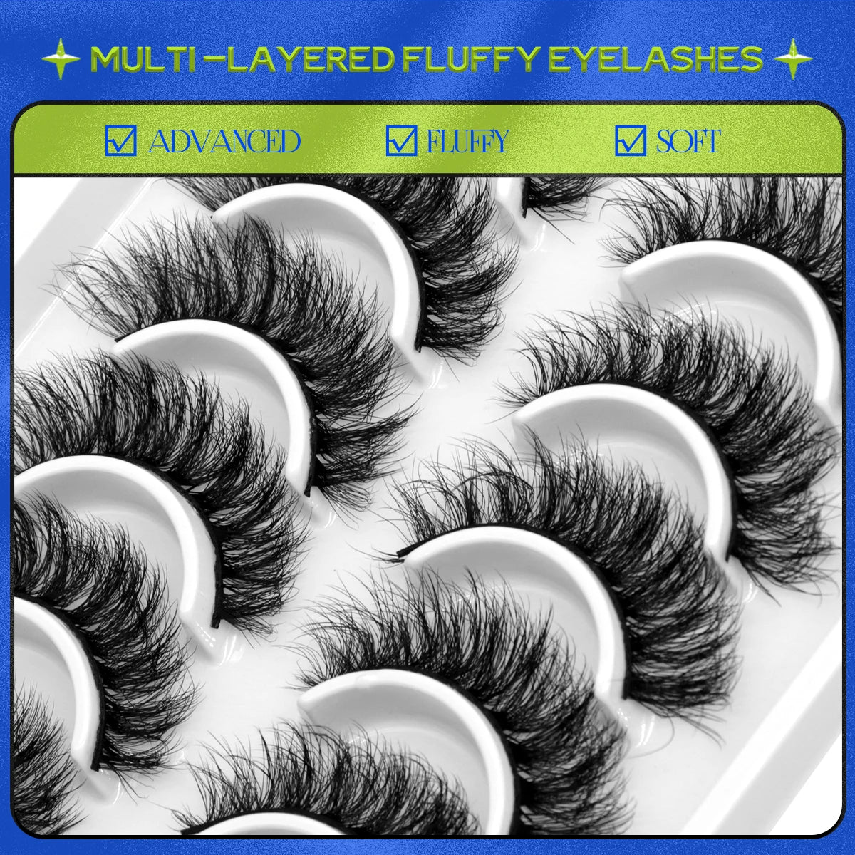 GROINNEYA 10 pairs Cat Eye Lashes Fluffy Faux Mink Lashes