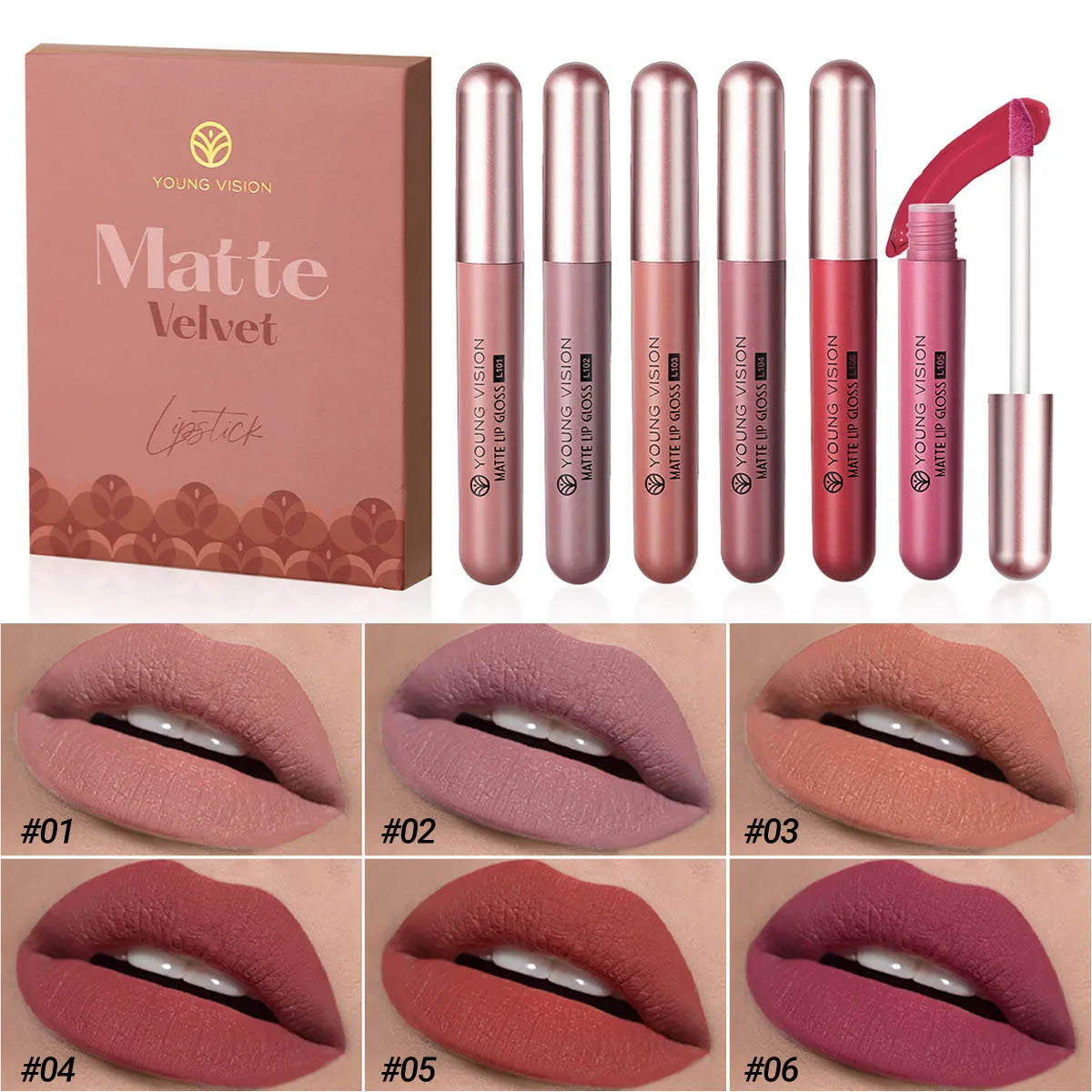 HANDAIYAN Set of 6 NonStick Cup Liquid lipstick , Long-Lasting