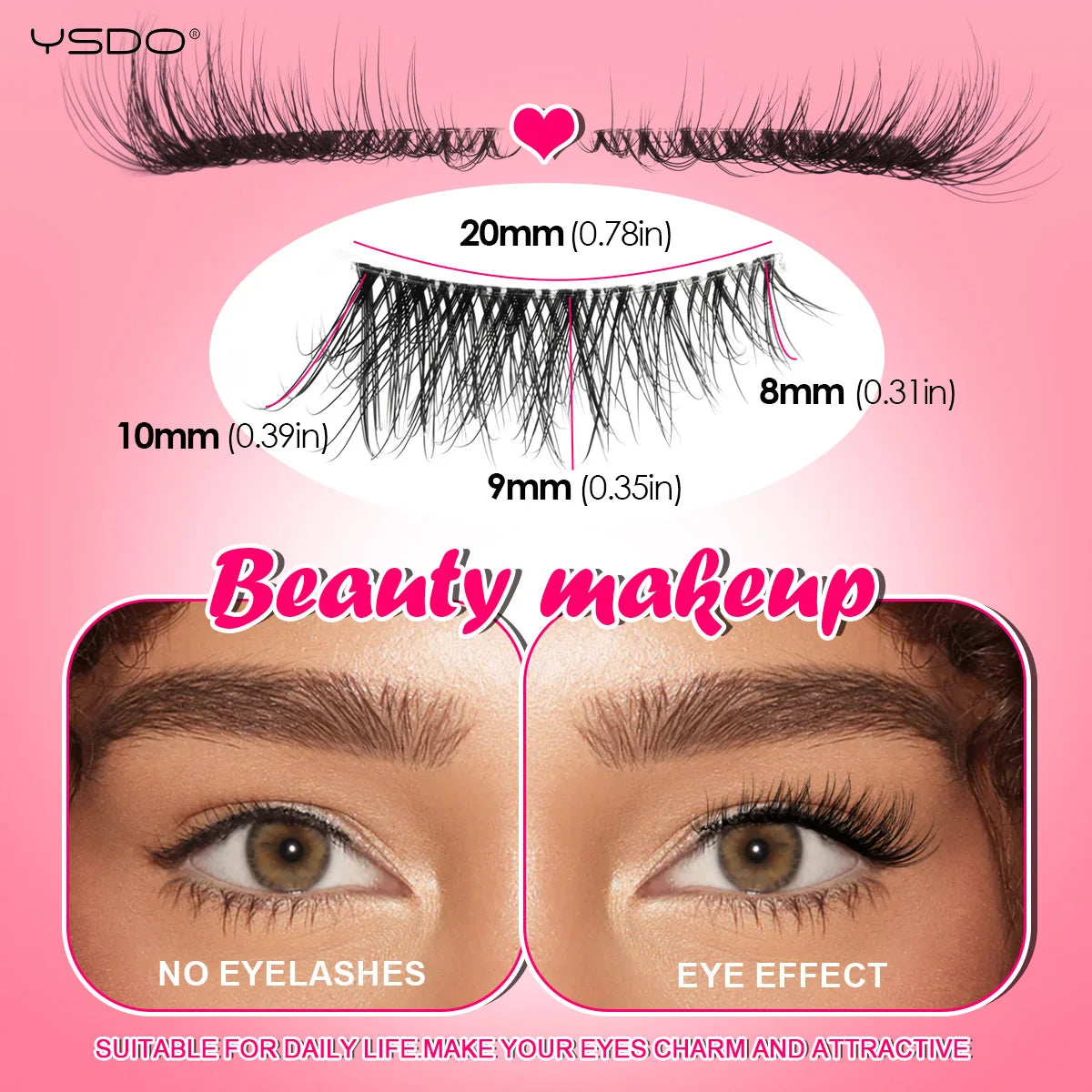 YSDO Half Lashes False Mink Eyelashes Natural Soft Cat Eye