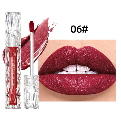 QIBEST Shimmer Lip Gloss Diamond Glitter Lip Tint Waterproof