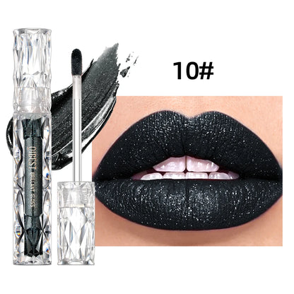 QIBEST Shimmer Lip Gloss Diamond Glitter Lip Tint Waterproof