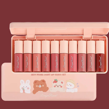 Set of 10 Shimmering Lip Glosses Easy to Apply Lip Glaze