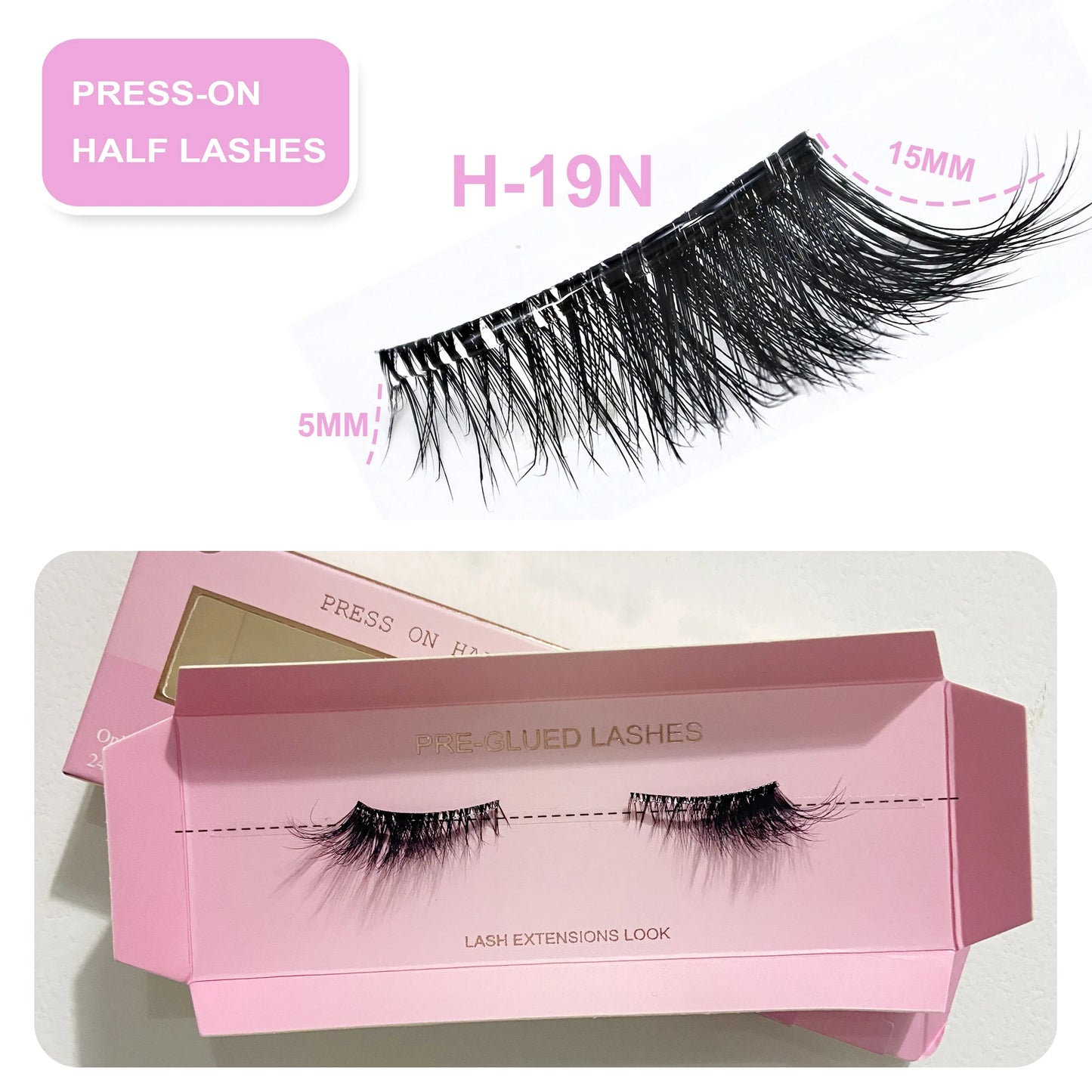 Self Adhesive Eyelashes Wide Glue Strip Press On Half Lashes