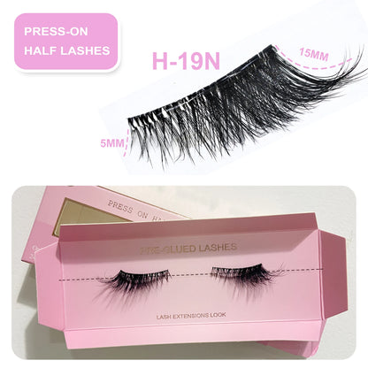 Self Adhesive Eyelashes Wide Glue Strip Press On Half Lashes