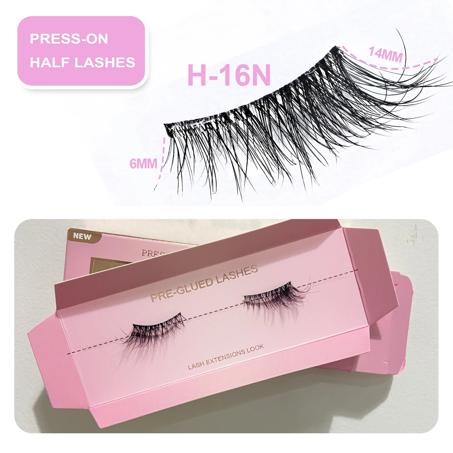 Self Adhesive Eyelashes Wide Glue Strip Press On Half Lashes
