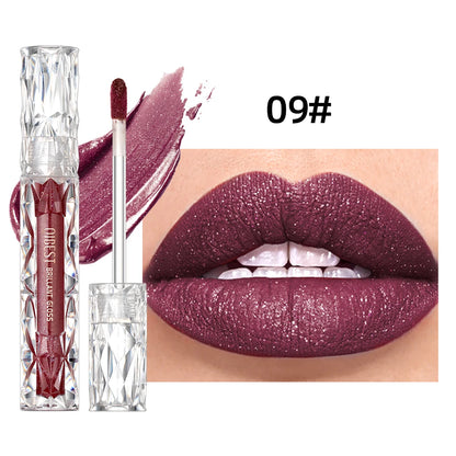 QIBEST Shimmer Lip Gloss Diamond Glitter Lip Tint Waterproof