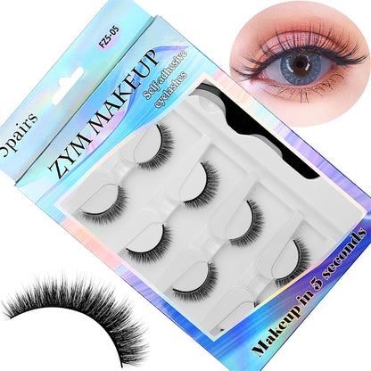 Reusable Self-adhesive False Eyelashes with Tweezer Waterproof